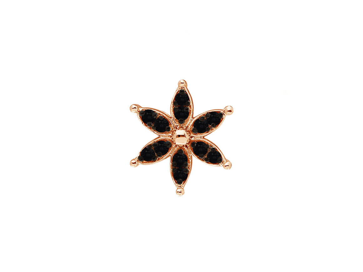 Black Diamond Crocus Flower Men's Stud Earrings