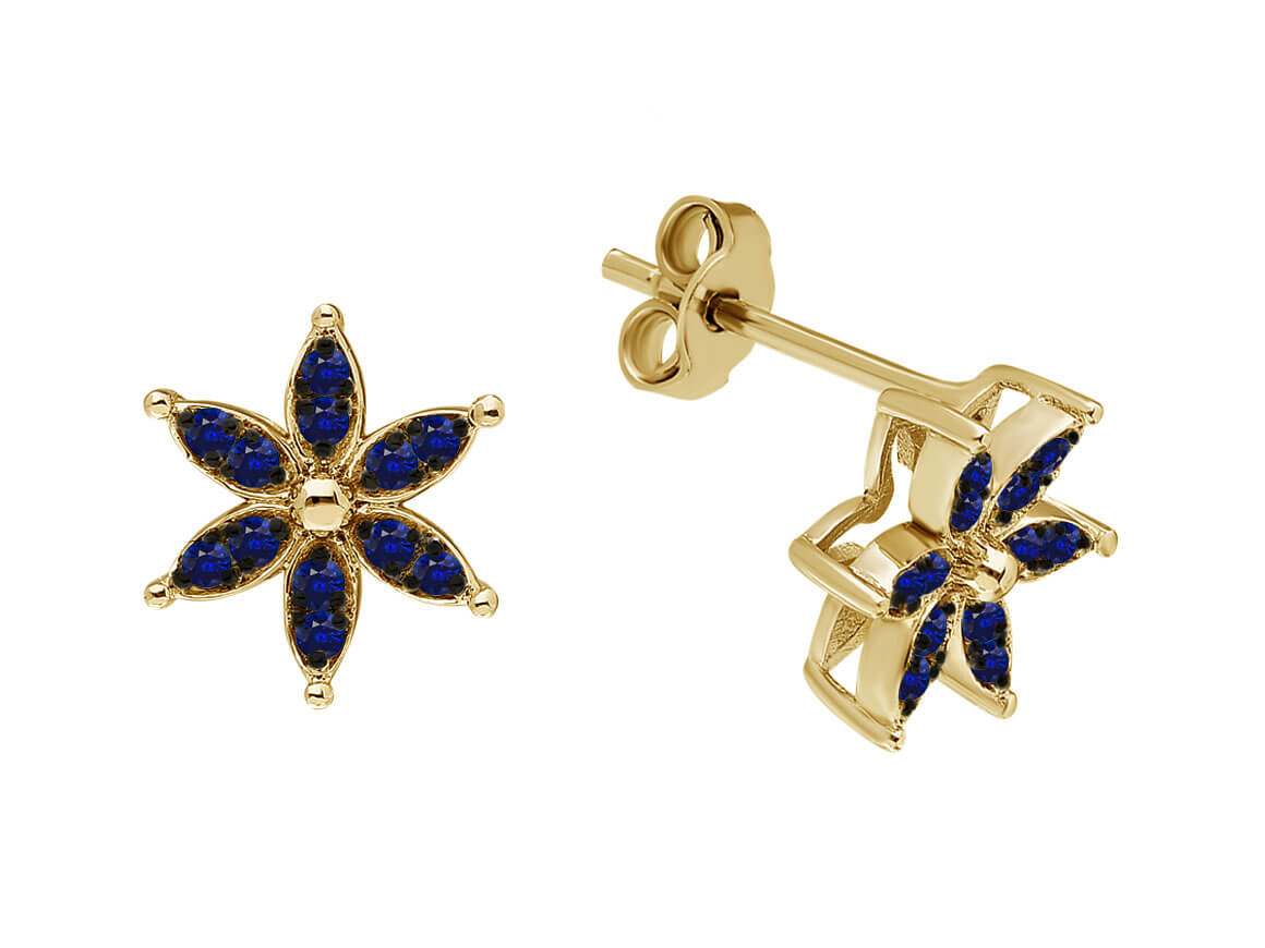Sapphire crocus flower earrings