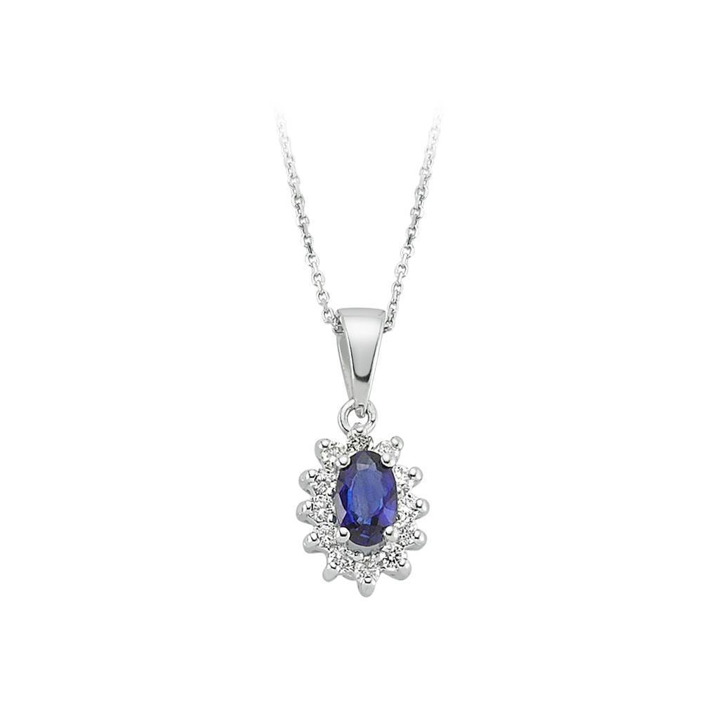 Diamond and Oval Sapphire Necklace