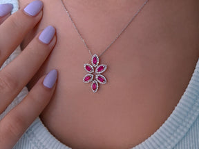 Diamond and Marquise Ruby Necklace
