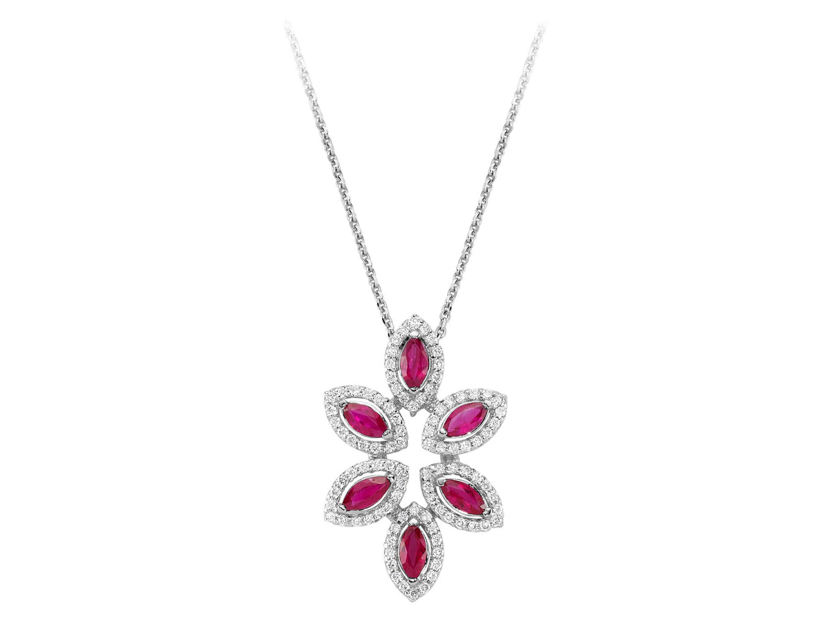 Diamond and Marquise Ruby Necklace