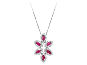 Diamond and Marquise Ruby Necklace