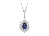 Collier diamant et saphir en forme de larme