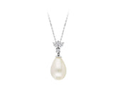 Collier marquise diamants et perles en forme de larme