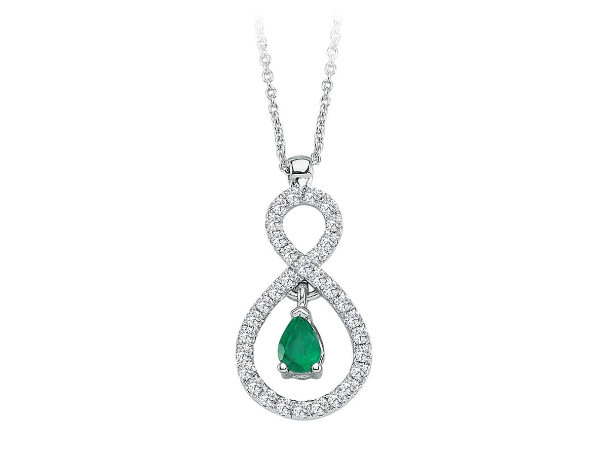 Diamond and Drop Emerald Eternity Necklace