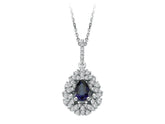 Collier diamant et saphir en forme de larme