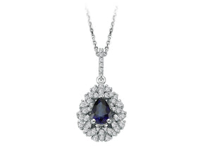 Collier diamant et saphir en forme de larme