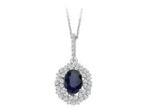 Collier double rangée de diamants et saphir ovale