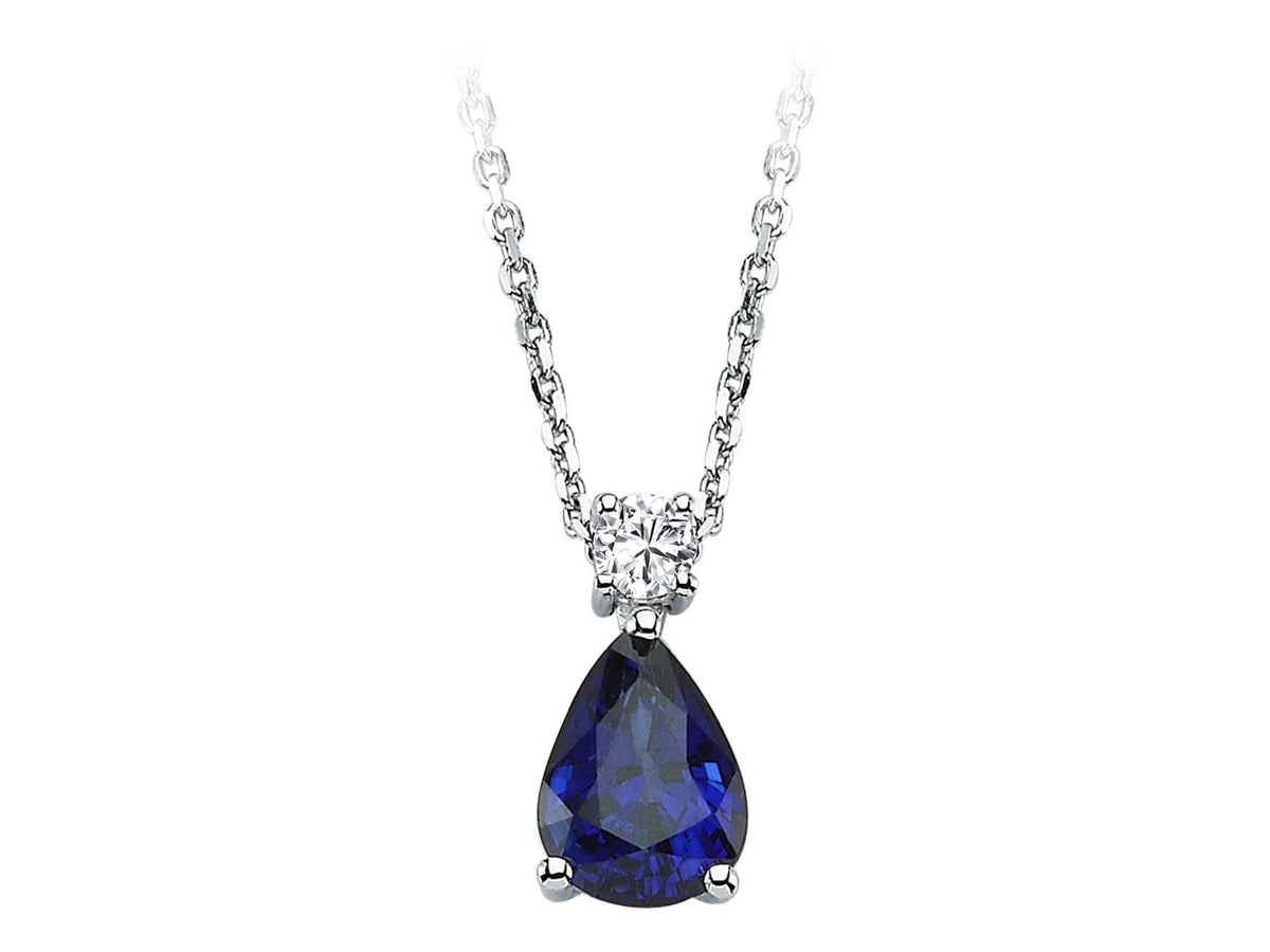 Diamond and drop sapphire necklace