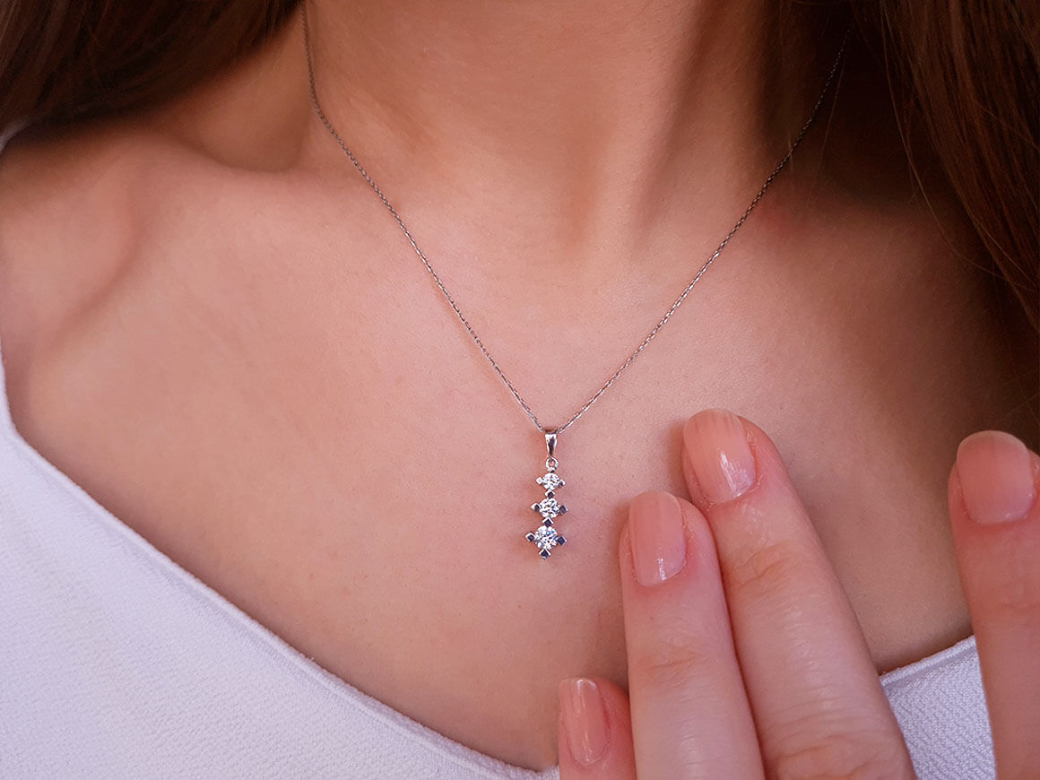 Collier tria diamant 0,23 carat