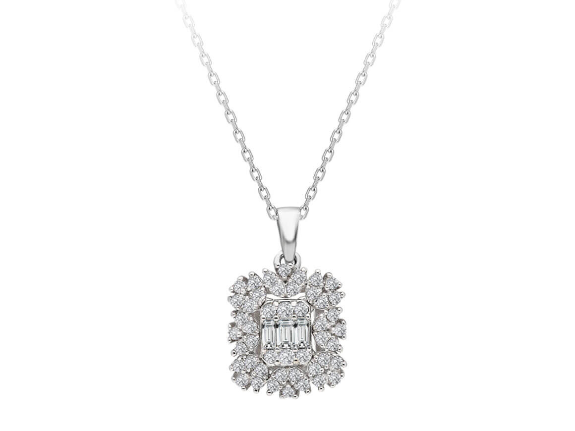 Diamond Vega Star Baguette Necklace