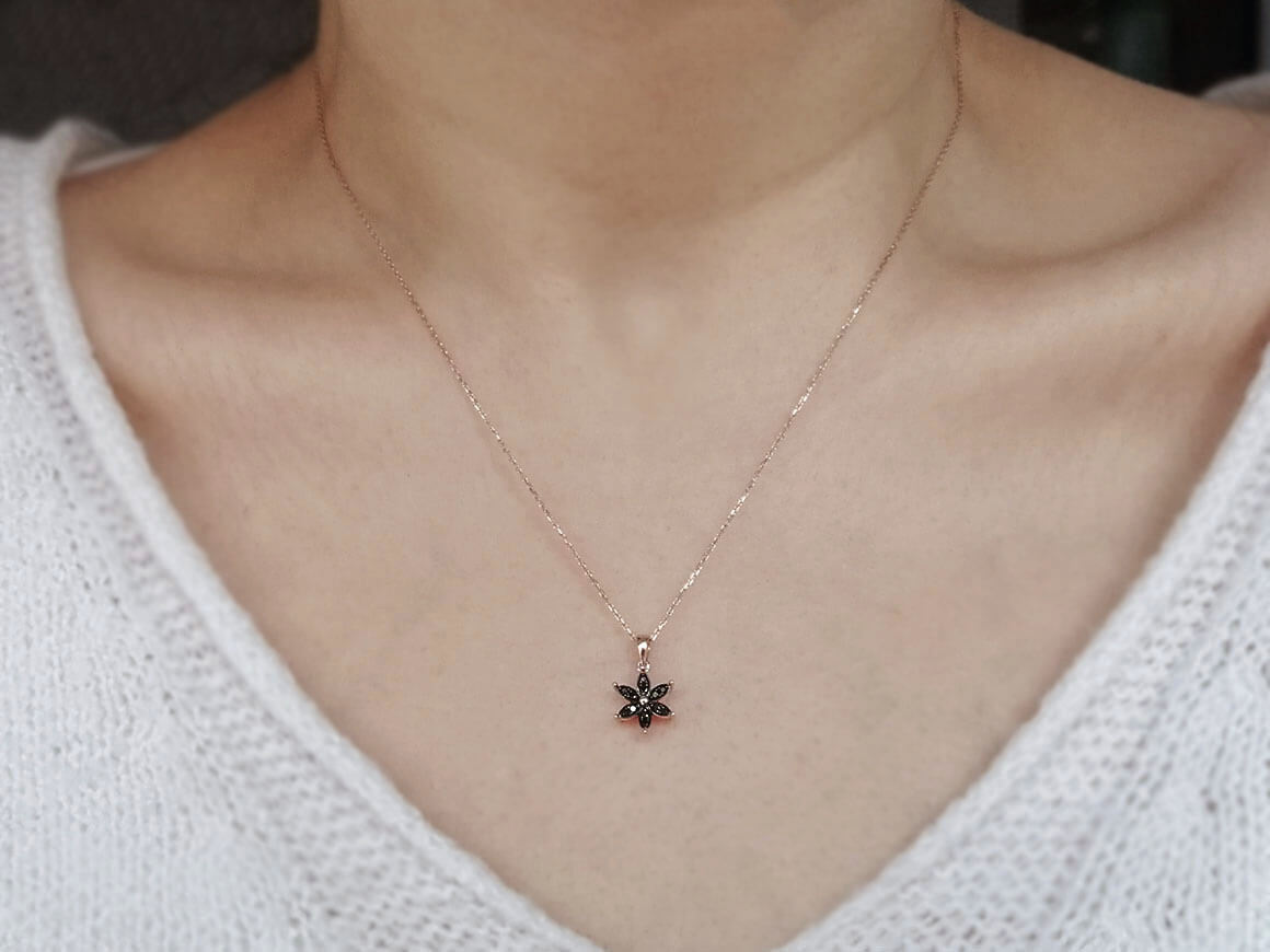Black Diamond Crocus Flower Necklace