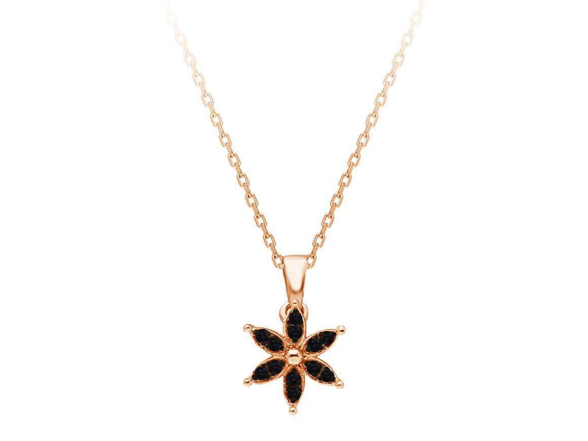 Black Diamond Crocus Flower Necklace