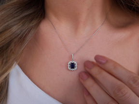 Collier diamant et saphir octogonal