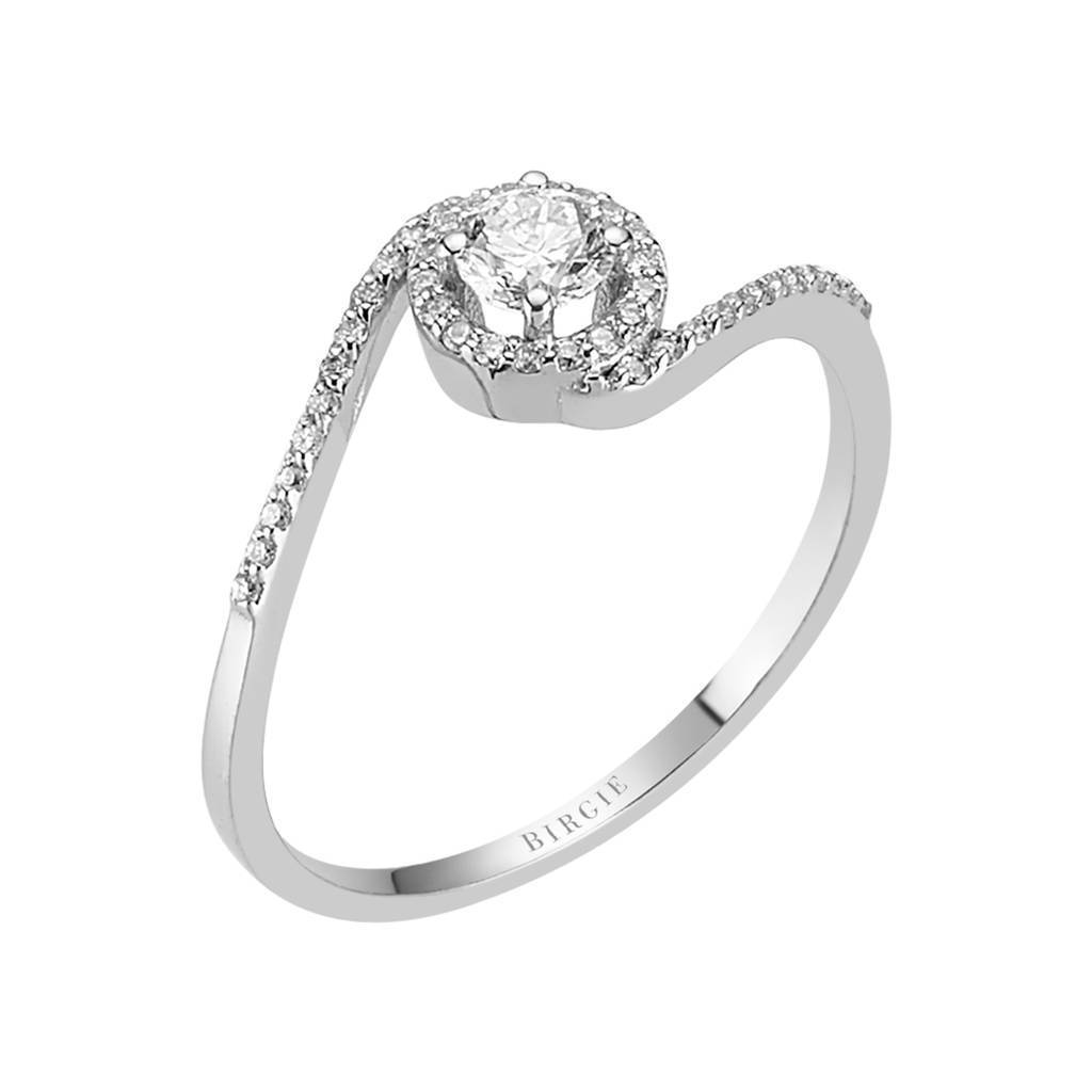 Bague de fiançailles halo de diamants total de 0,37 carat