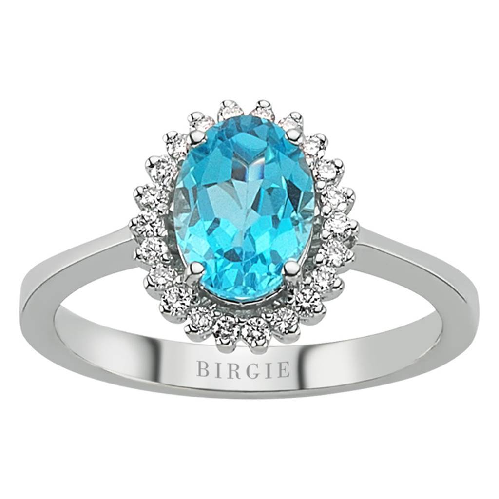 Bague en diamant et topaze bleue taille ovale