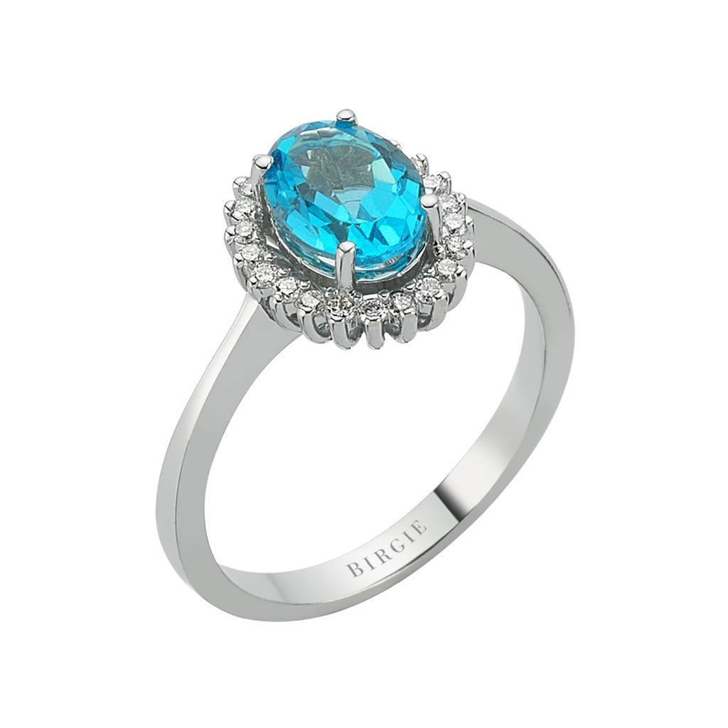 Bague en diamant et topaze bleue taille ovale