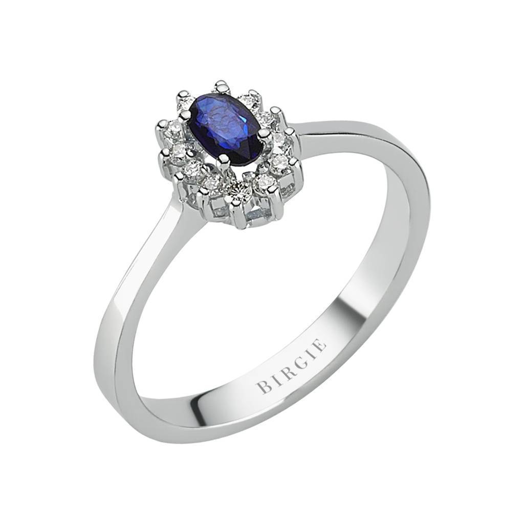 Bague diamant et saphir ovale
