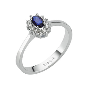 Bague diamant et saphir ovale