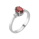 Bague en diamant et grenat ovale