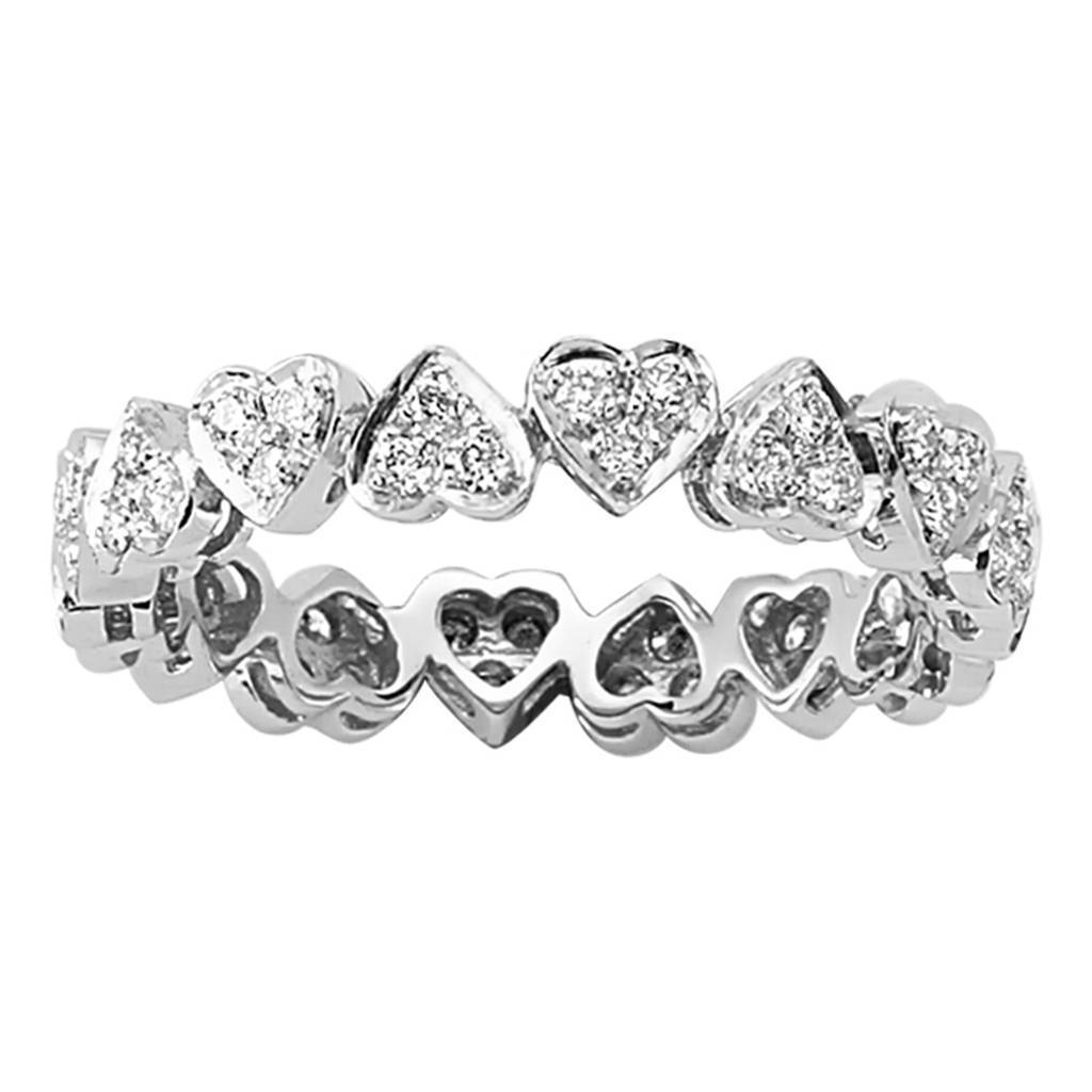 Bague de mariage d'éternité en forme de cœur avec diamant de 0,38 carat
