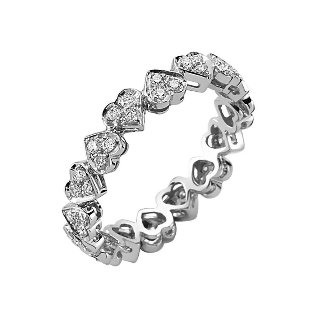 Bague de mariage d'éternité en forme de cœur avec diamant de 0,38 carat