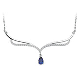 Diamond and Drop Sapphire Archer Necklace