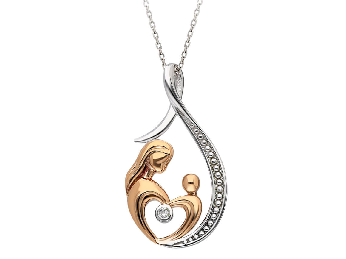 Collier mère et enfant en diamant