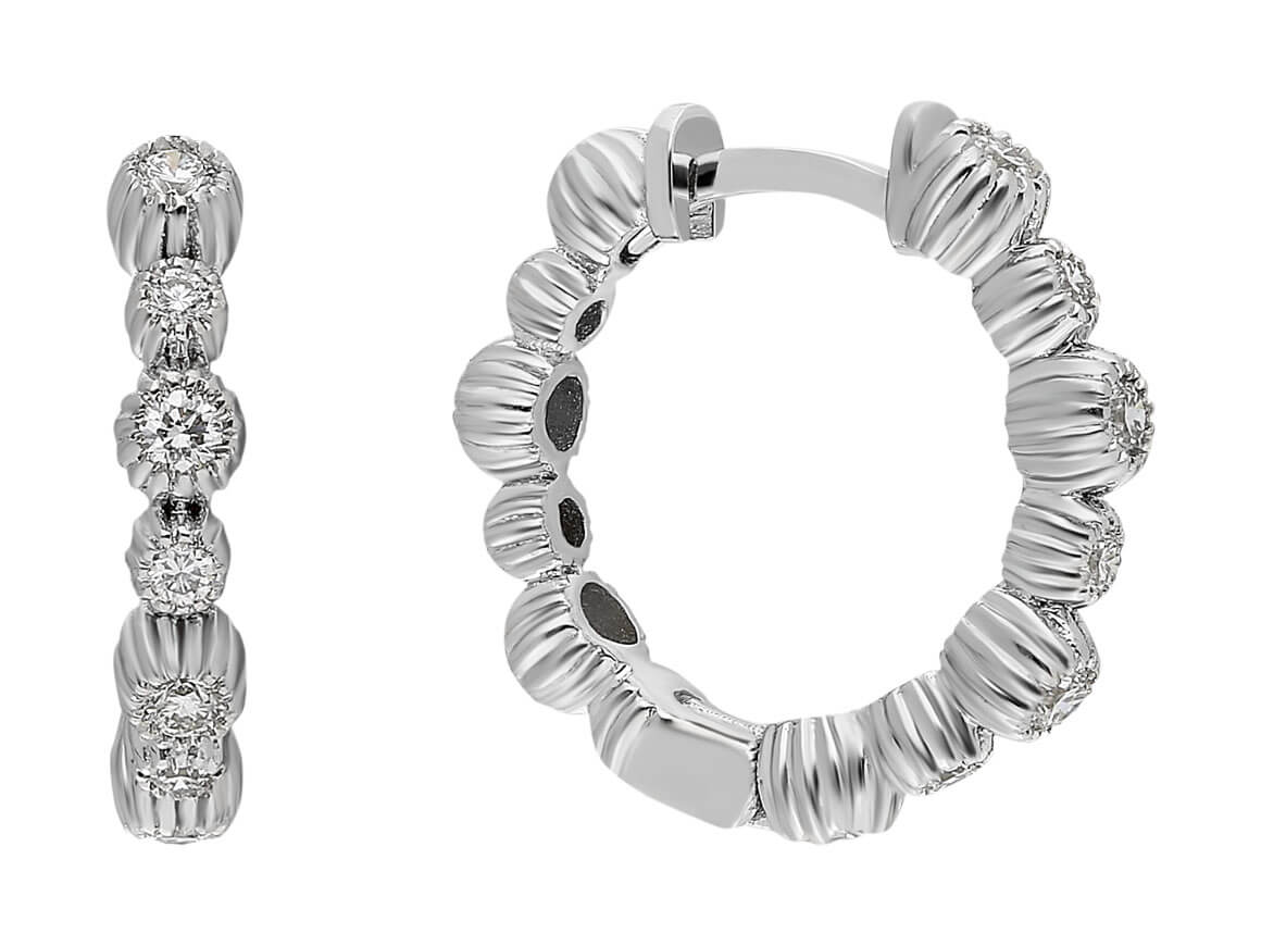 Diamond Grain Hoop Earrings