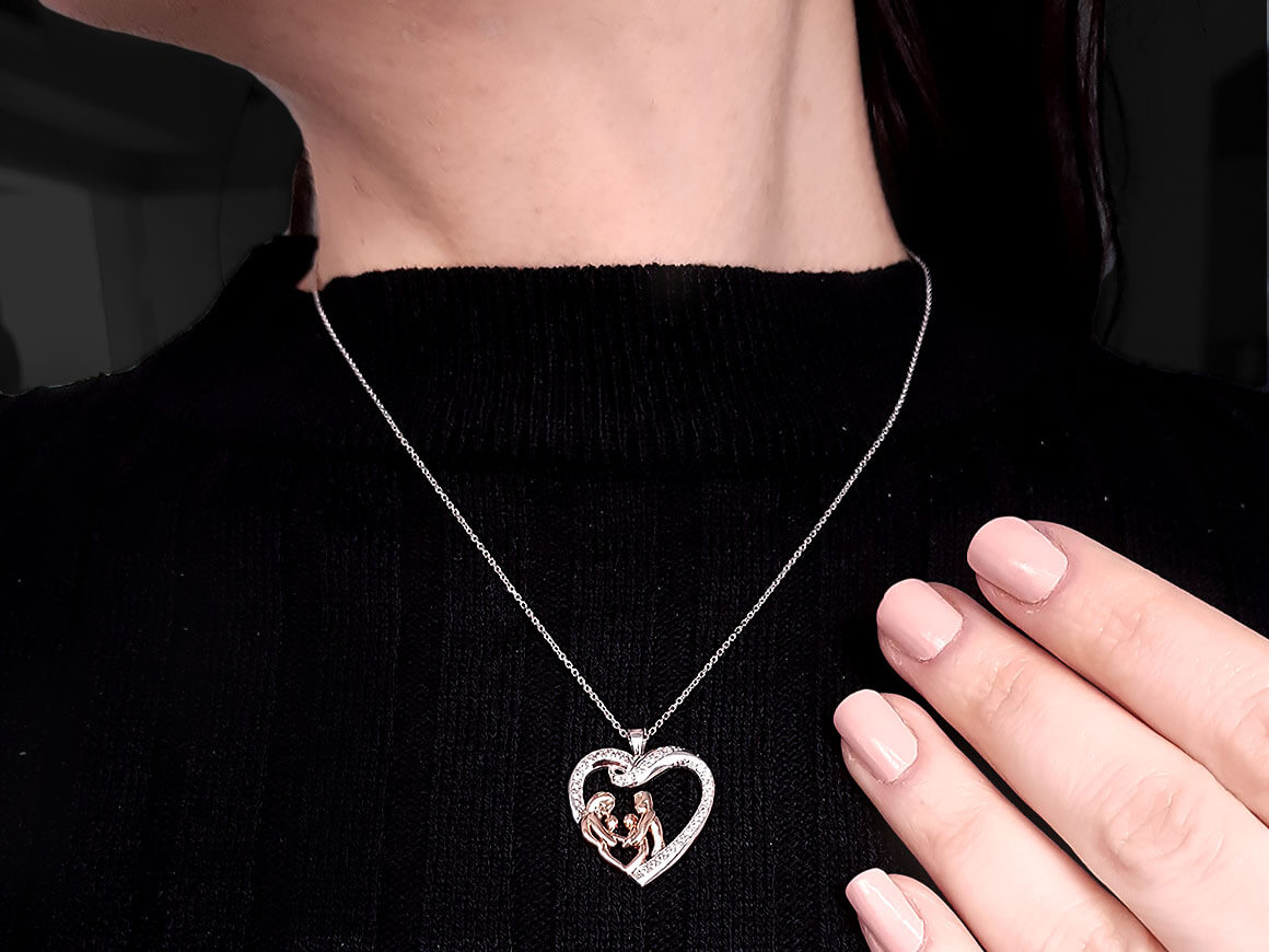Collier Coeur Mère Diamant