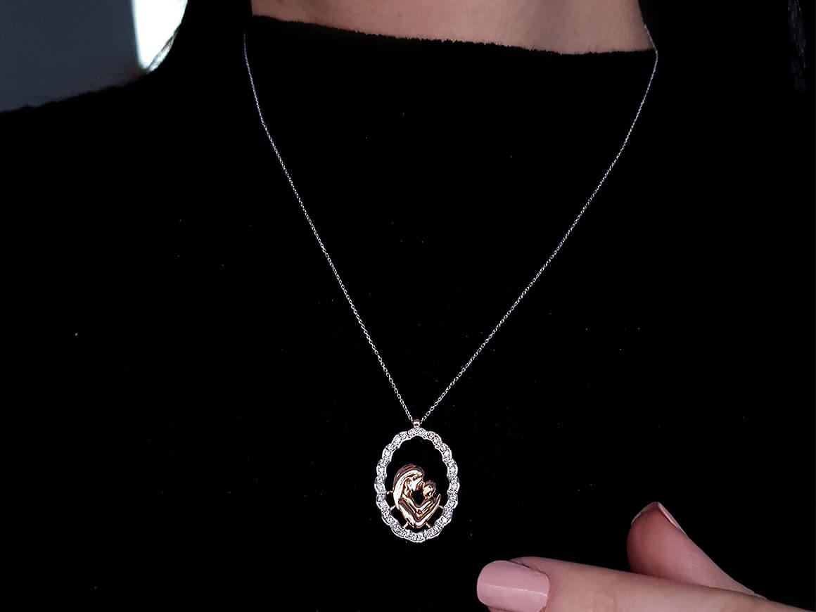 Diamond Mother Heart Necklace