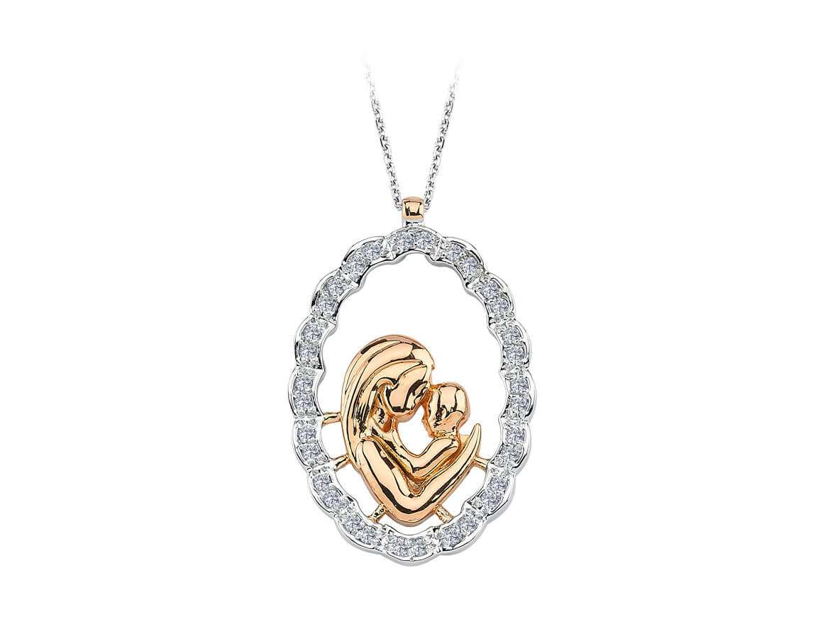 Diamond Mother Heart Necklace