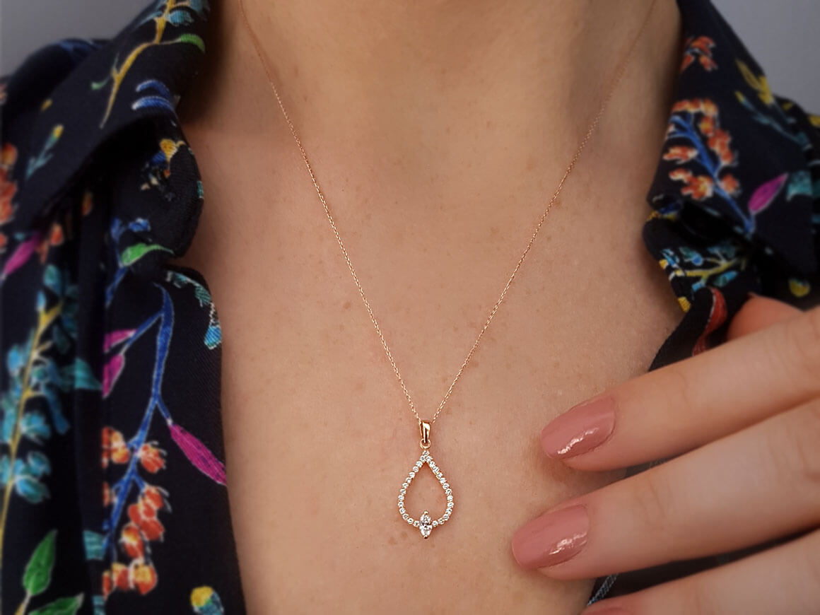 Marquise Diamond Drop Necklace