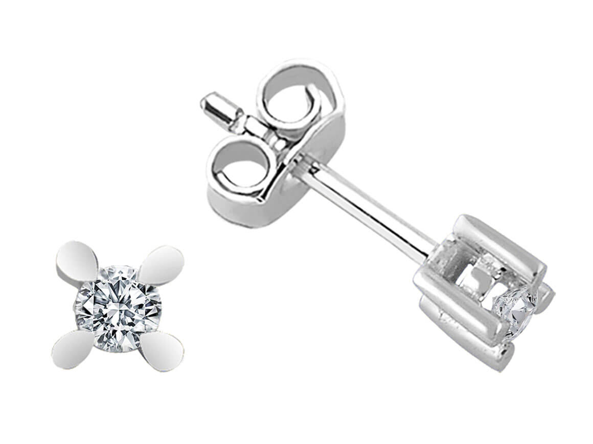 Boucles d'oreilles solitaires diamant 0,10 carat