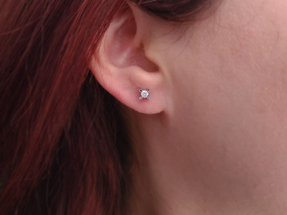 Boucles d'oreilles solitaires diamant 0,20 carat