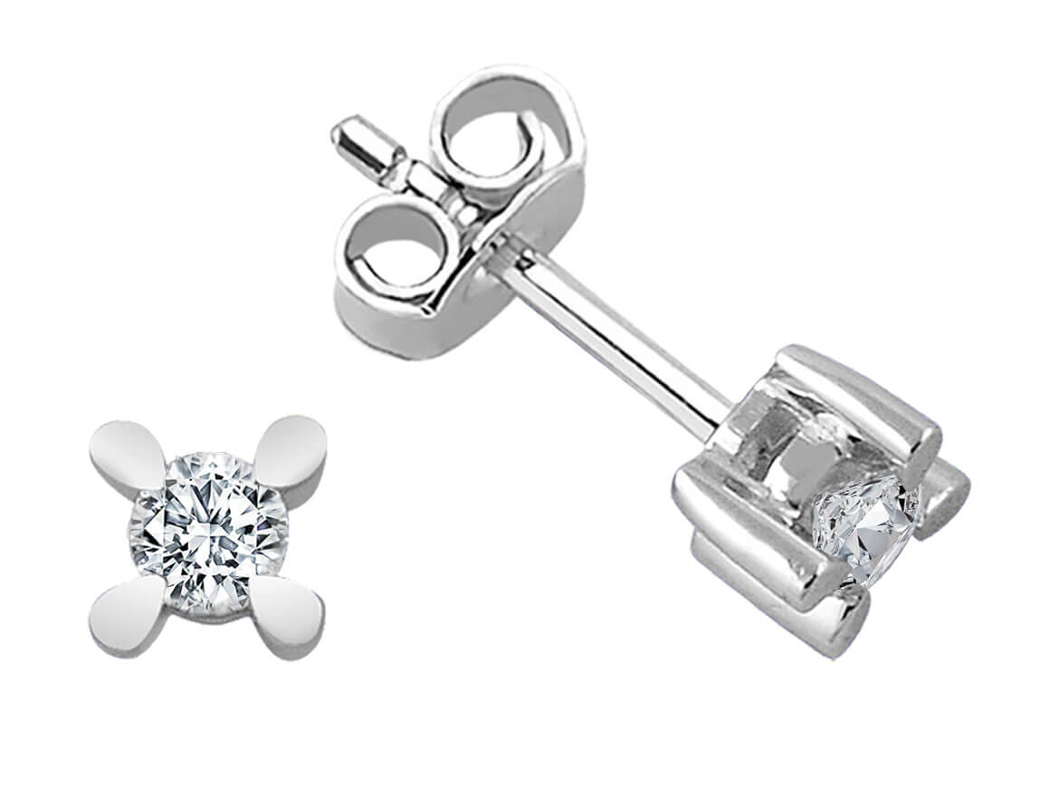 Boucles d'oreilles solitaires diamant 0,20 carat