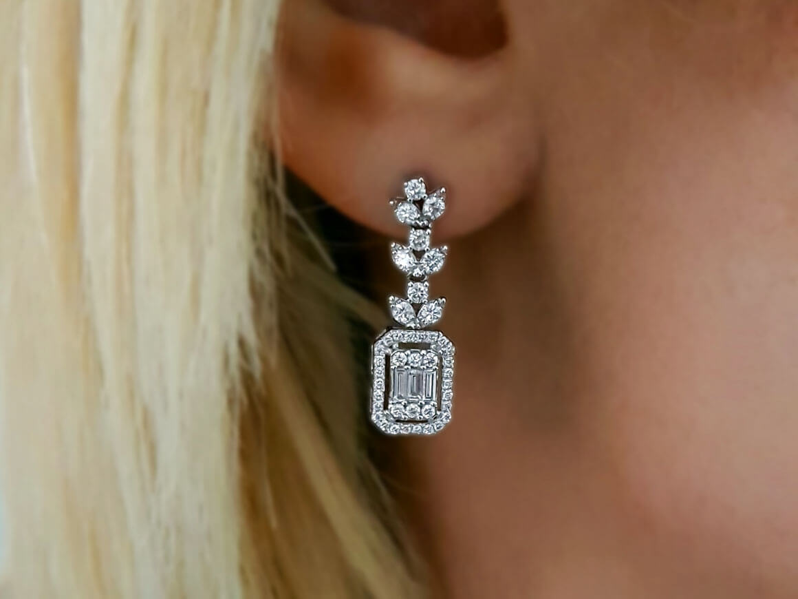 Diamond Baguette Stud Earrings