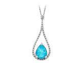 Diamond and Drop Blue Topaz Necklace