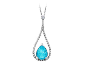 Diamond and Drop Blue Topaz Necklace