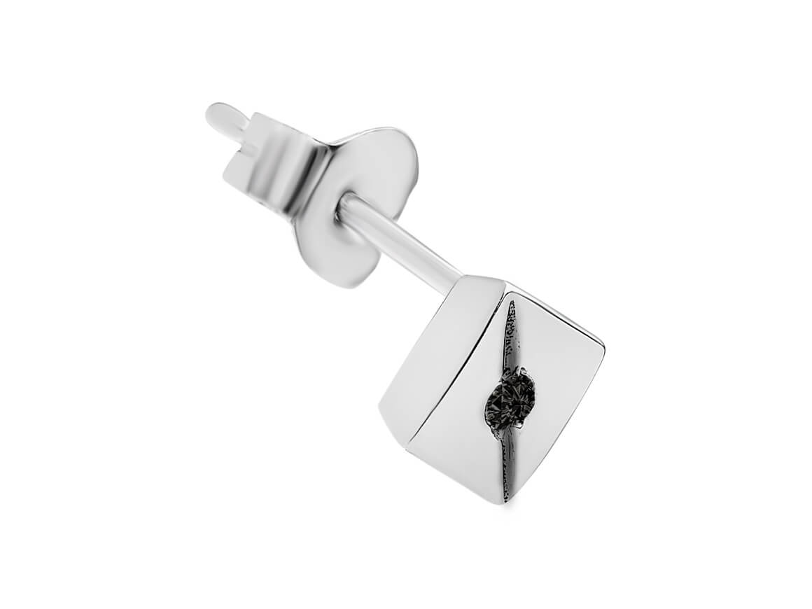 0.02 Carat Black Diamond Solitaire Men's Stud Earrings