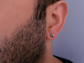Boucles d'oreilles à tige solitaire diamant noir 0,02 carat pour hommes