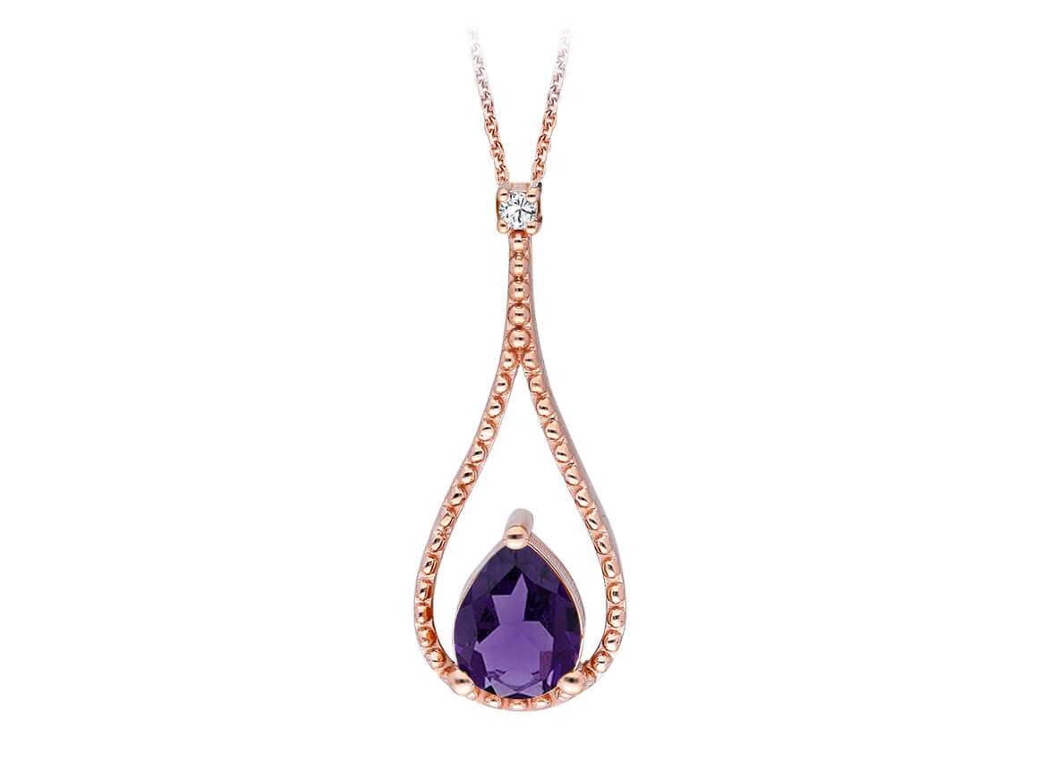 Diamond and drop amethyst necklace