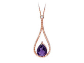 Diamond and drop amethyst necklace