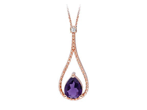 Diamond and drop amethyst necklace
