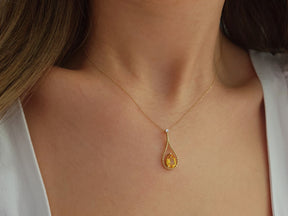 Diamond and teardrop citrine necklace