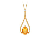 Diamond and teardrop citrine necklace