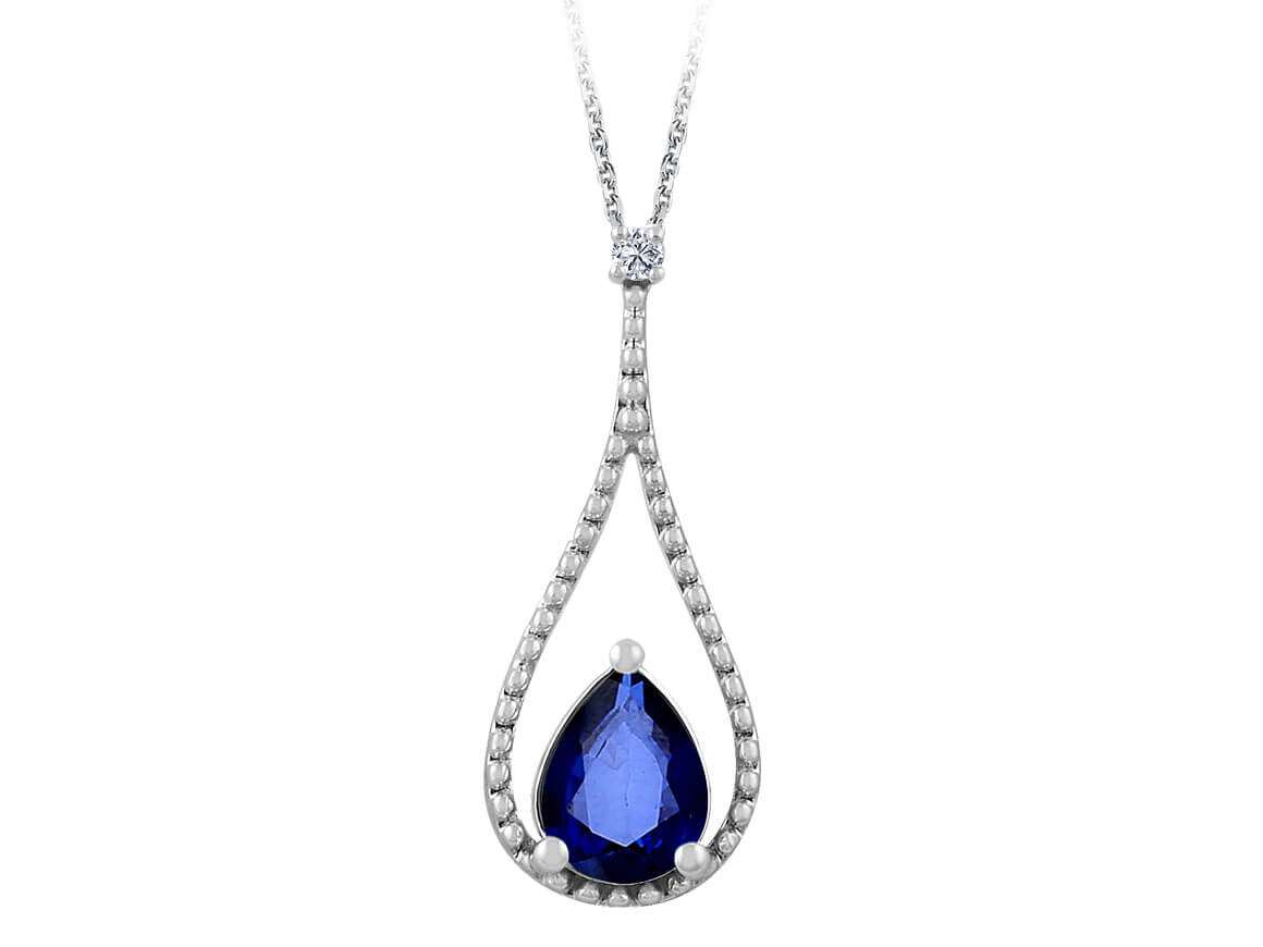 Diamond and drop sapphire necklace