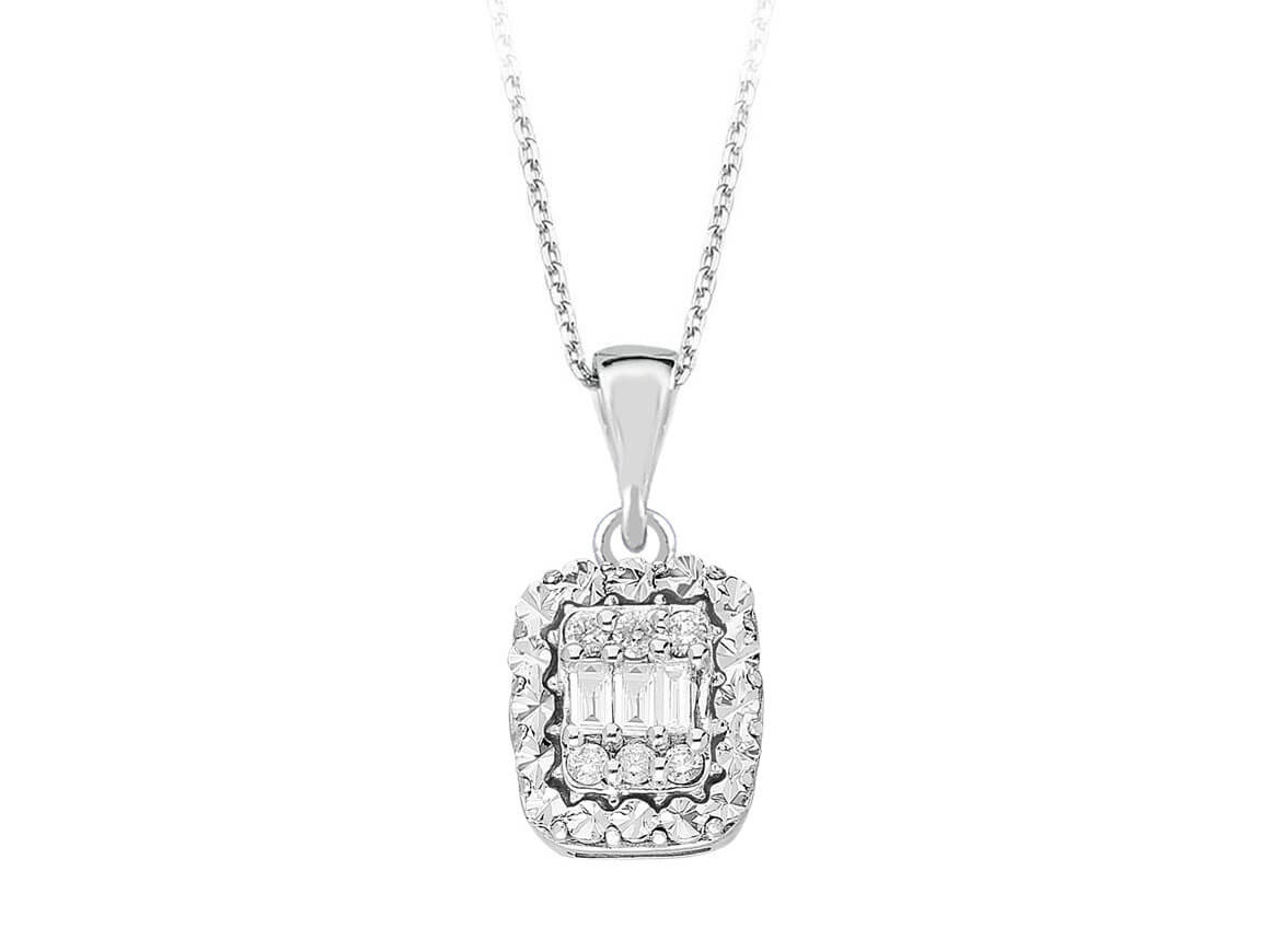 Collier baguette diamant 0,16 carat