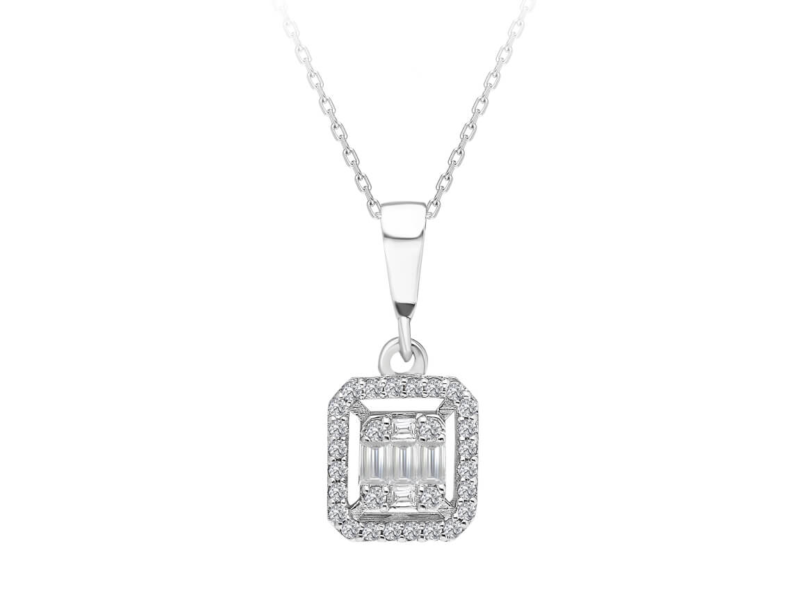 0.21 carat diamond baguette necklace
