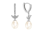 Diamond and drop pearl earrings
